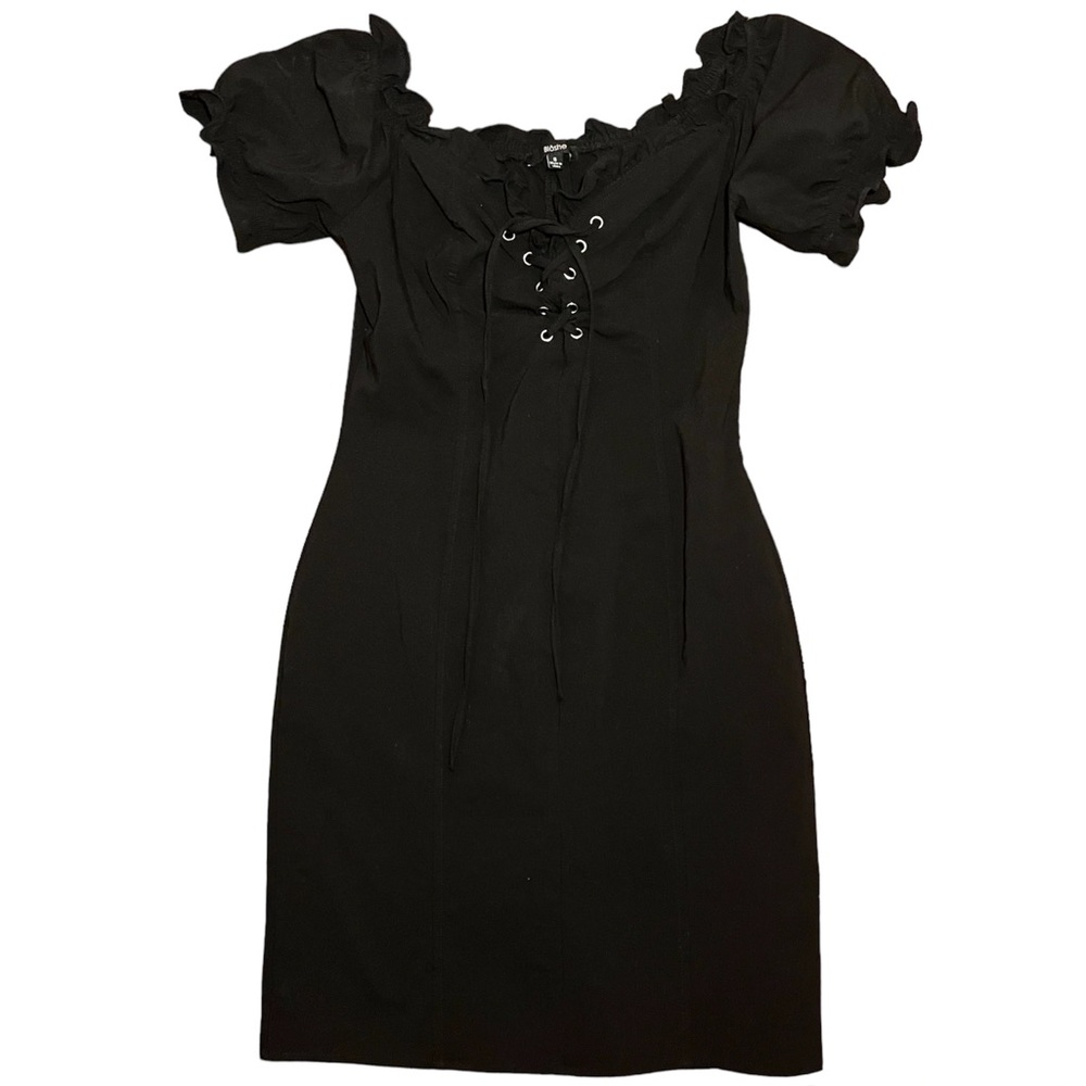 Dark Fairy Core Black Tie Up Mini Dress 🧚🏼‍♀️🖤 - Picture 2 of 8